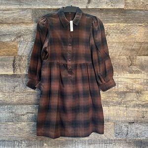 Madewell Plaid Flannel Babydoll Shirtdress, NWT!